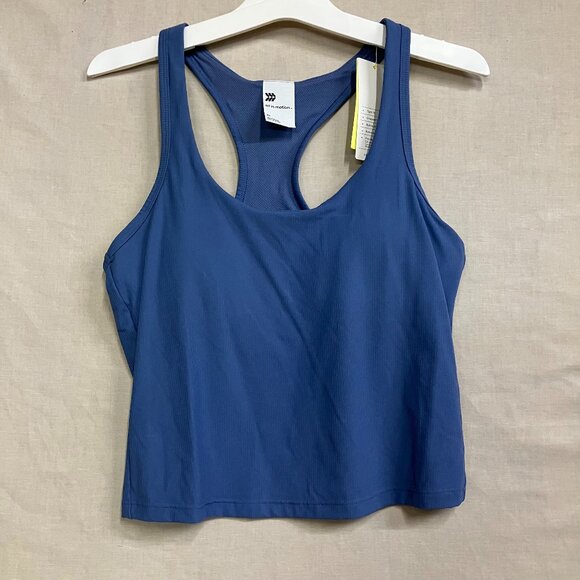 All in Motion Women's XS Blue Everyday Soft Rib Racerback Cropped Support Tank - Picture 3 of 13